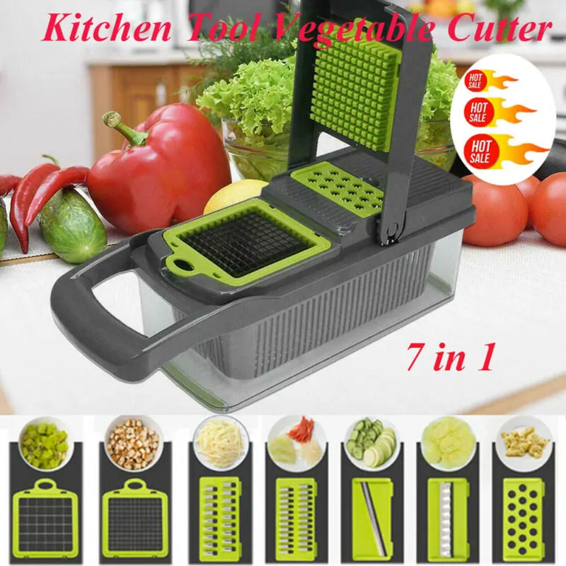 Cortador de verduras multifunción 7 en 1, cortador de alimentos, cortador en cubitos