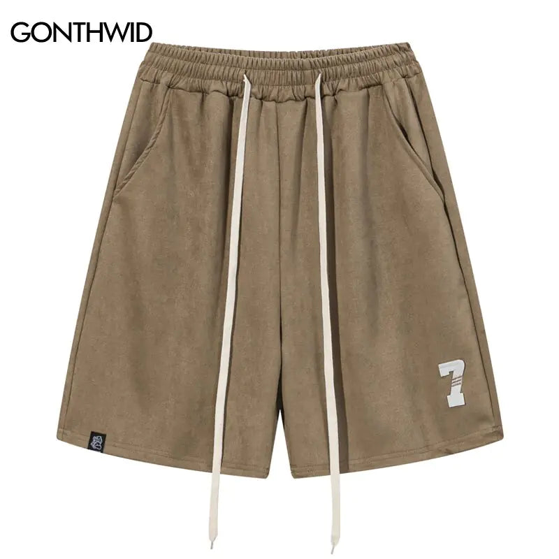 Pantalones cortos de gamuza Harajuku para hombre