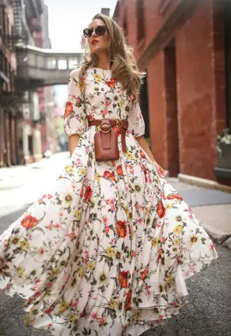 Vestido largo boho chic con estampado floral