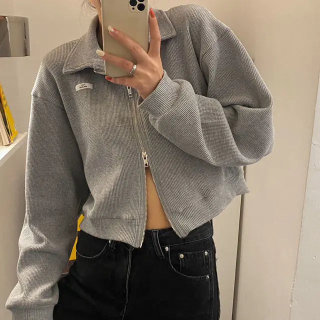 Chaquetas cortas de estilo urbano con cremallera para mujer