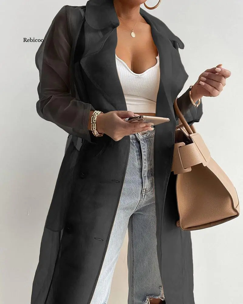 Tops transparentes para exteriores a la moda para mujer