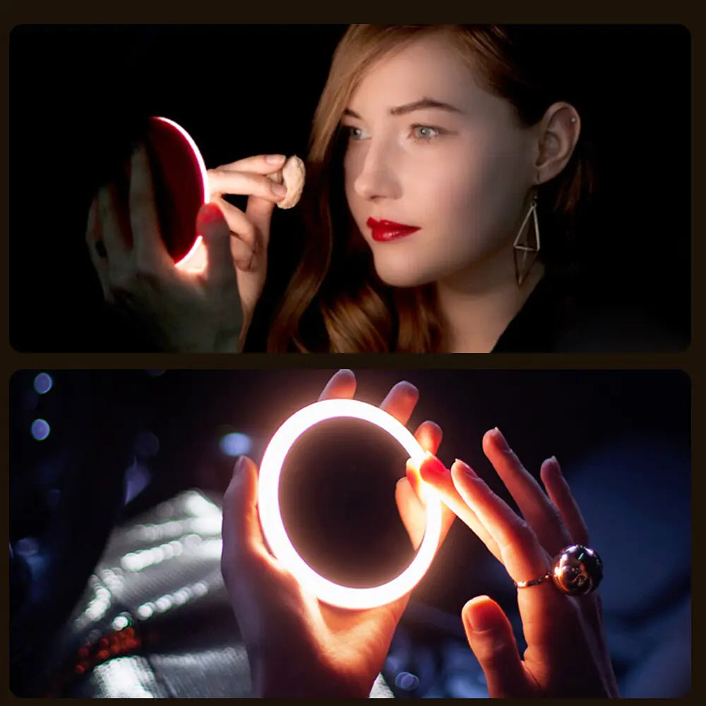 Mini espejo de maquillaje LED portátil