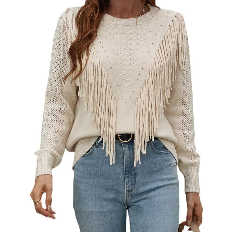 Suéteres de otoño con borlas para mujer