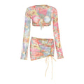 Conjunto de falda de malla floral