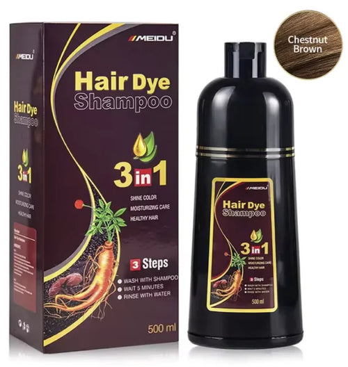 Champú para teñir el cabello de forma natural 3 en 1: cubre las canas de forma rápida y sencilla, limpia y nutre