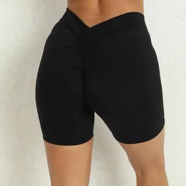 Pantalones cortos de yoga con espalda en V para mujer