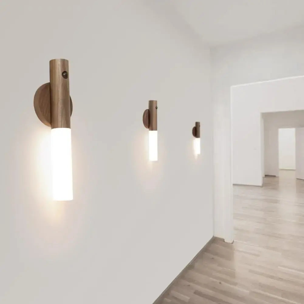 Luz LED nocturna de madera recargable para el hogar