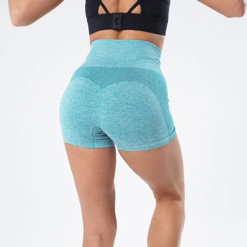 Pantalones cortos de running de cintura alta sin costuras para mujer