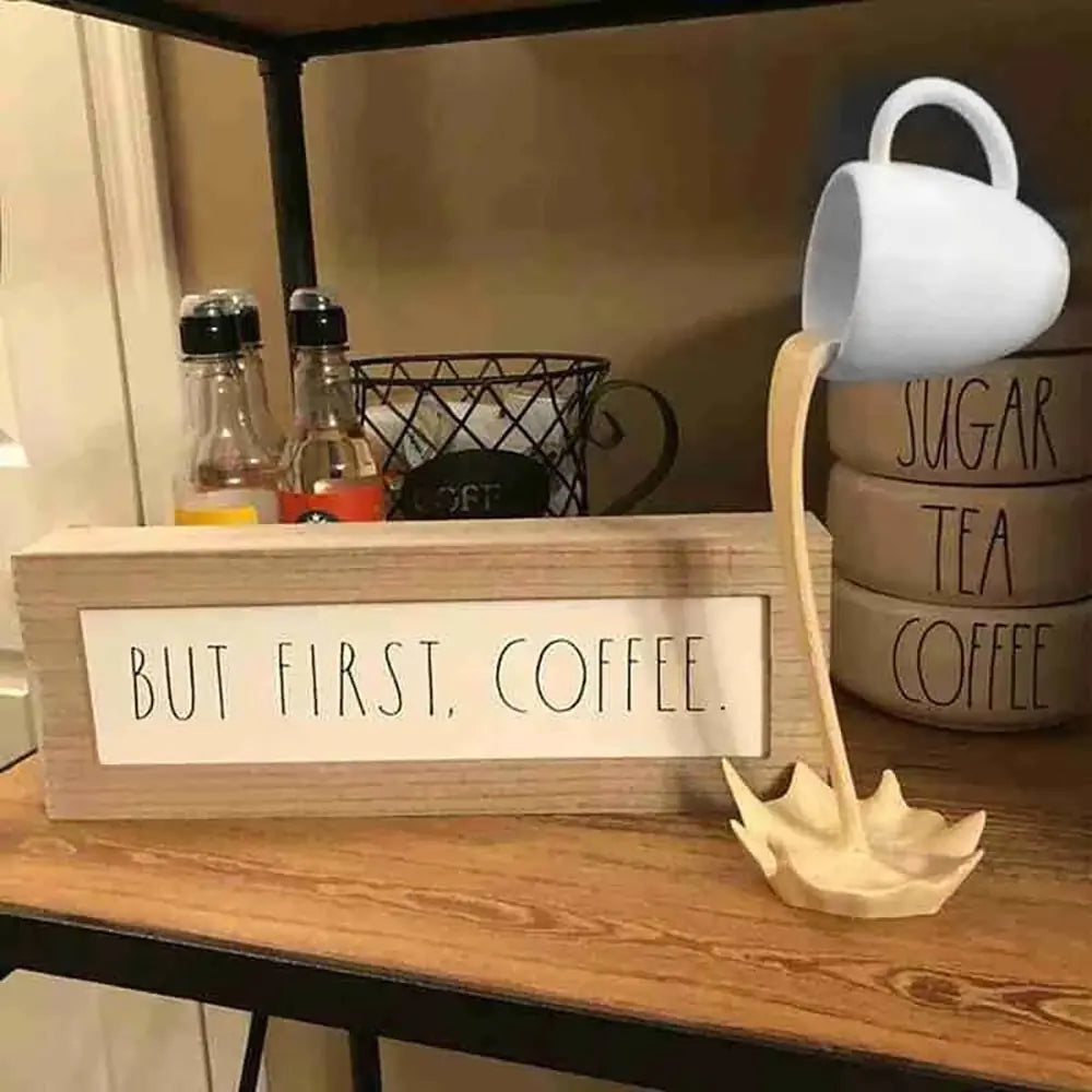 Estatuas de resina Taza de café flotante Escultura artística Cocina Hogar