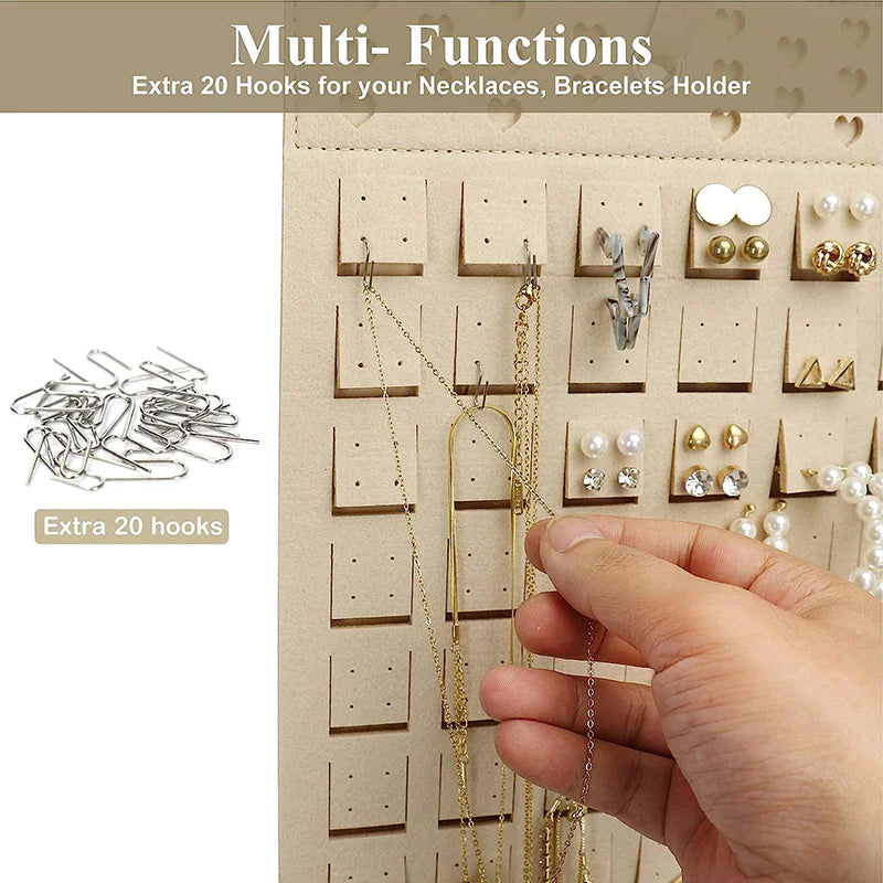 Organizador de joyas elegante: elegante organizador de pared para guardar collares, anillos, pendientes y pulseras