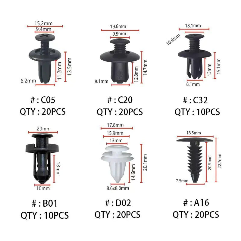 Paquete mixto de clips de sujeción para coche