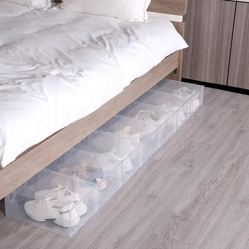 Juego de 6 cajas de plástico para zapatos, transparentes y gruesas, con cajón