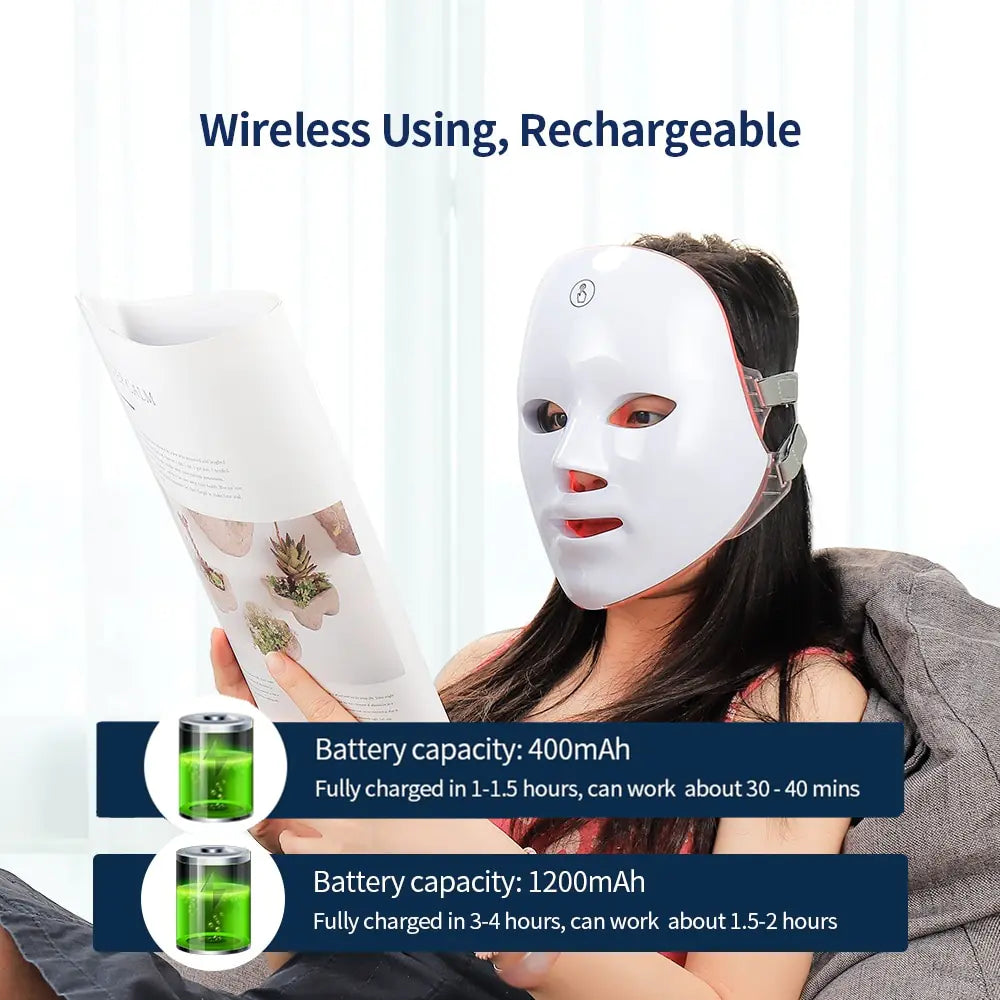 Máscara facial LED con carga USB