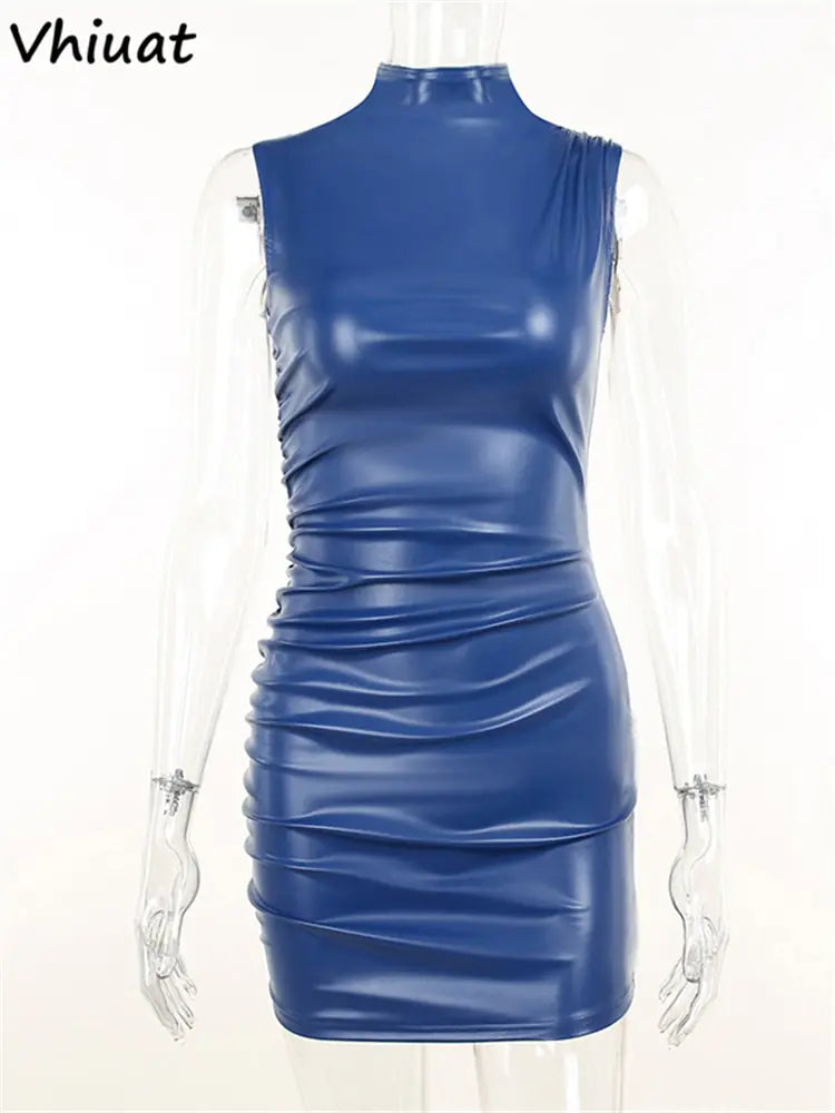 Minivestido de cuero sexy para mujer
