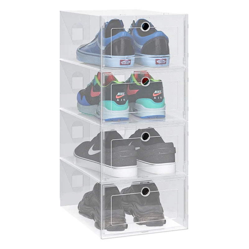 Juego de 6 cajas de plástico para zapatos, transparentes y gruesas, con cajón
