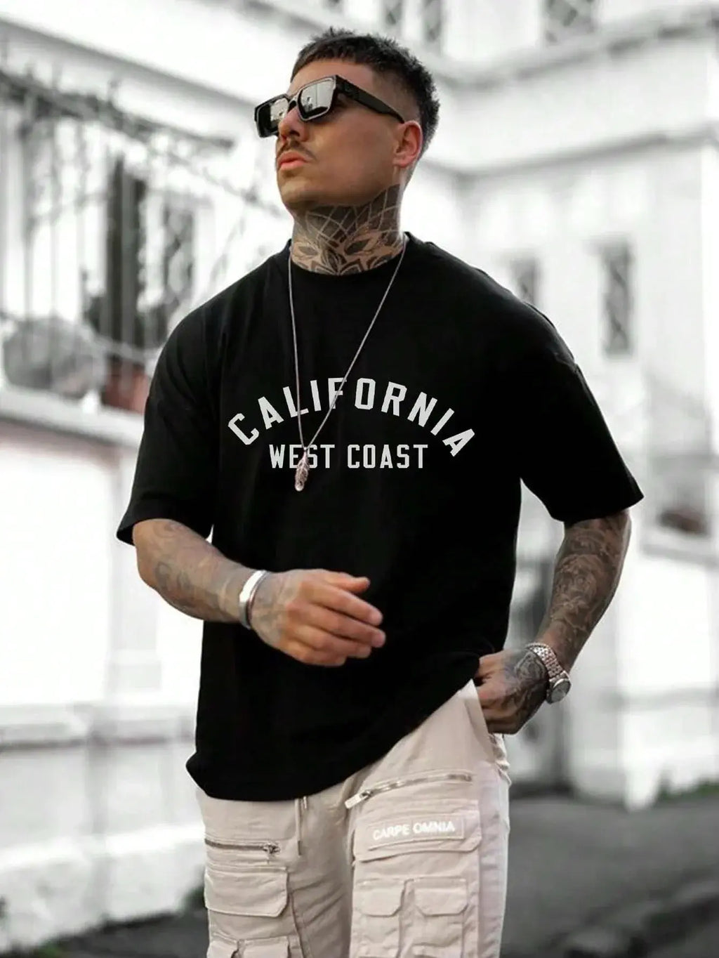 Camiseta de verano nueva moda para hombre con estampado de letras en inglés