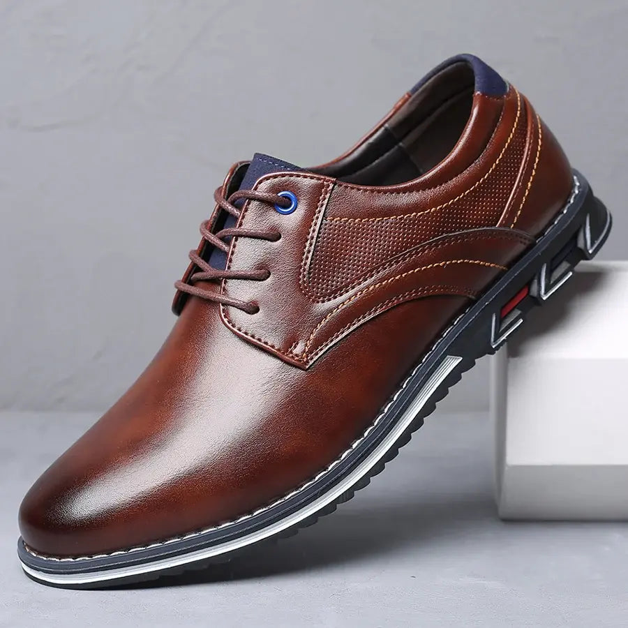 Zapatos retro para hombre, zapatos de cuero de marca de negocios