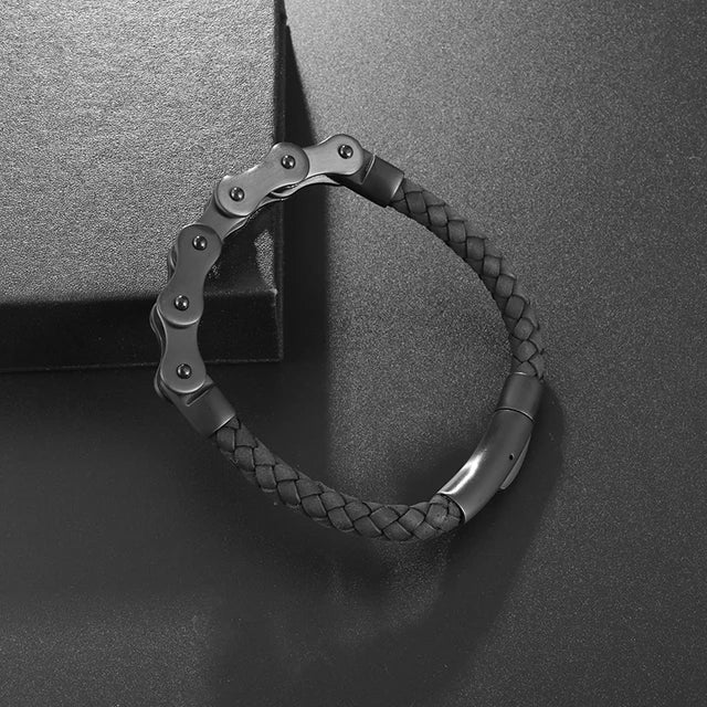 Pulsera clásica de cuero multicapa tejida a mano