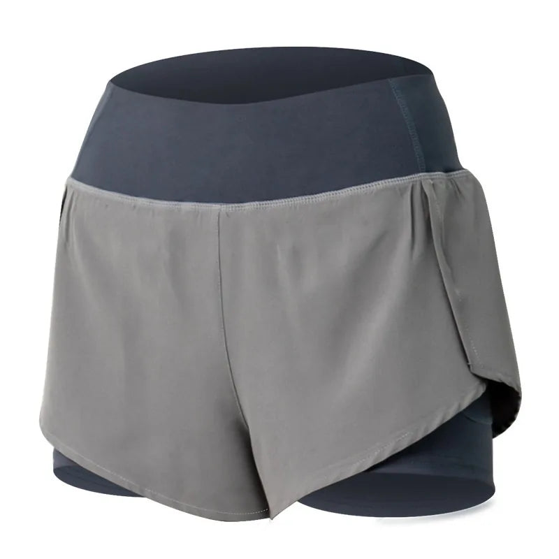 Pantalones cortos para correr con bolsillos laterales y doble pantalón corto