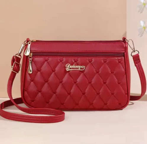 Elegante bolso bandolera con cuadros de diamantes