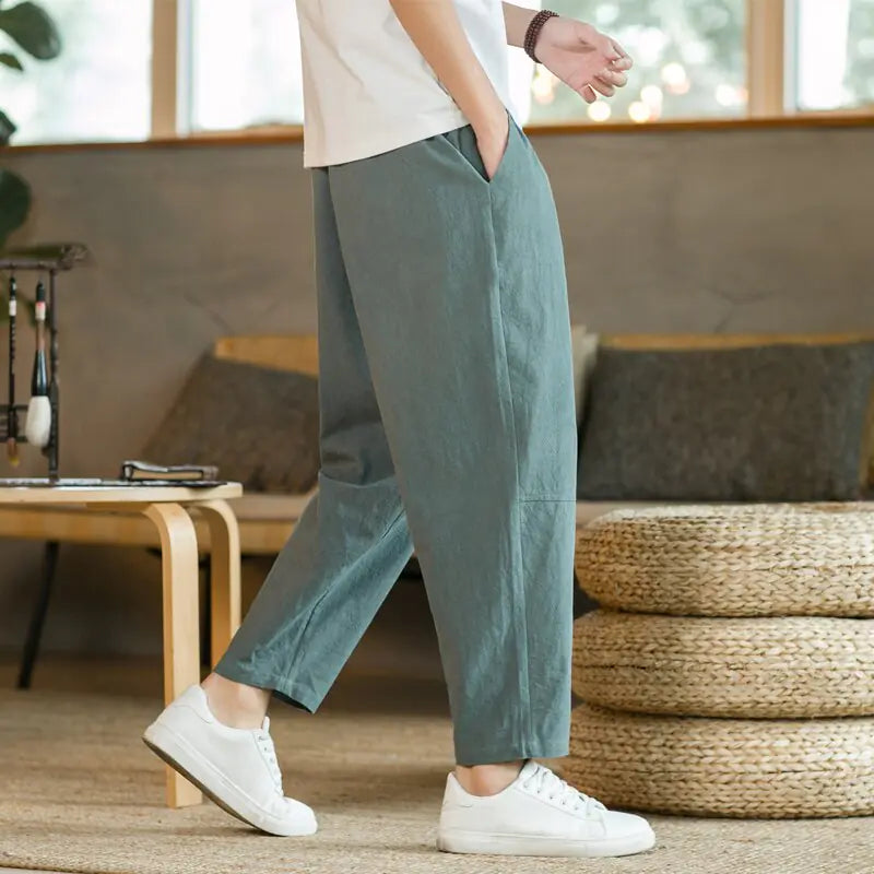 Pantalones de lino y algodón de verano