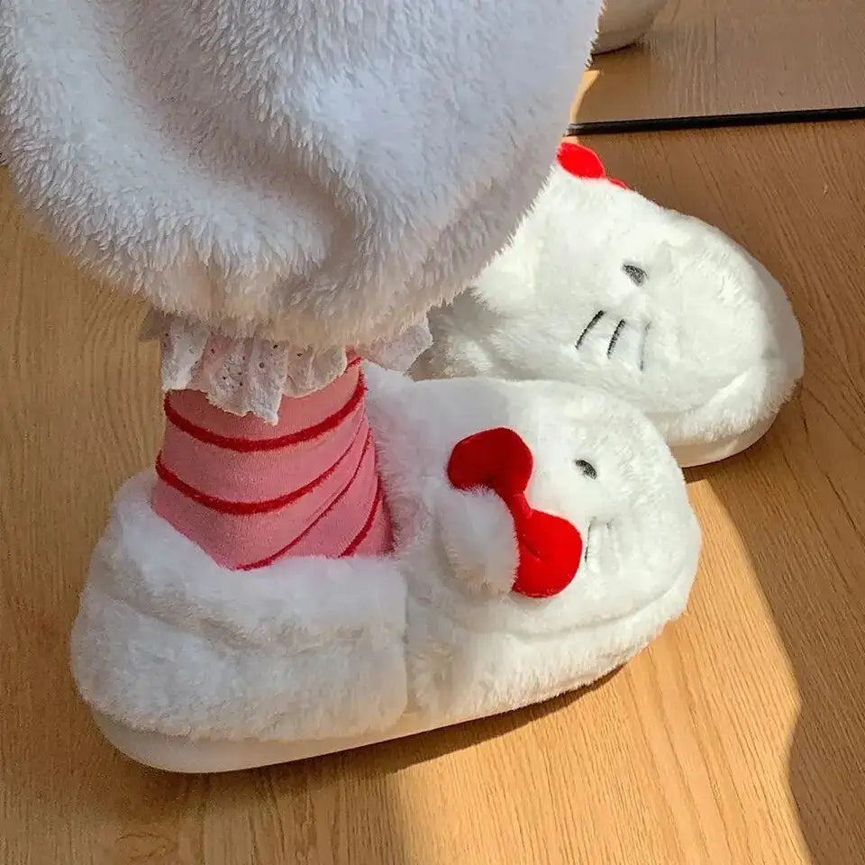 Pantuflas mullidas y esponjosas de gatito kawaii
