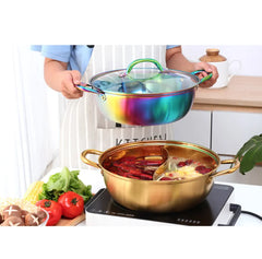 Titanium Plated Stainless Steel Dual Section Hot Pot