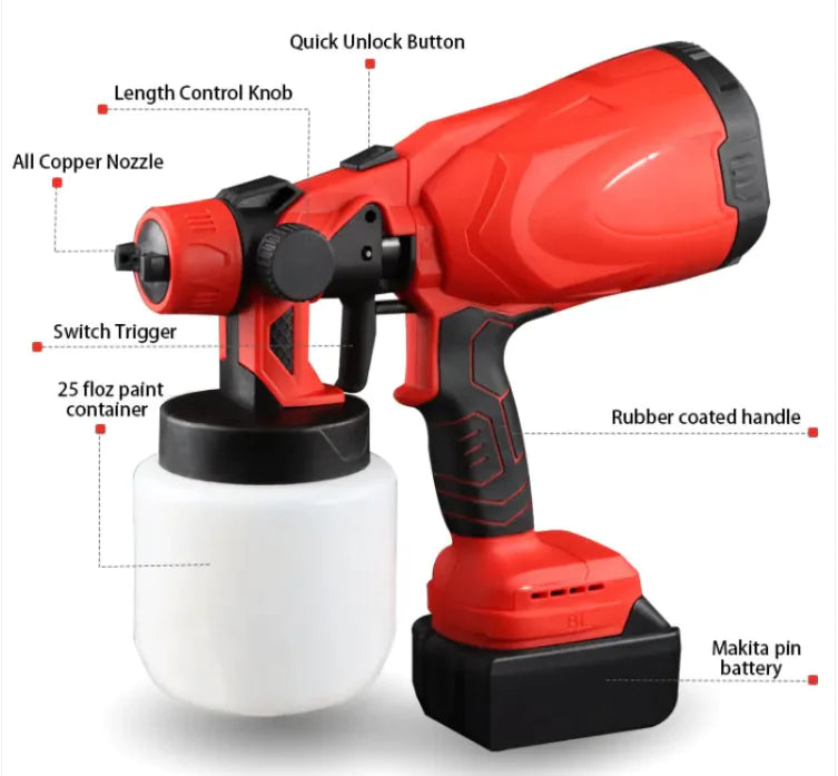 Pistola pulverizadora eléctrica de alta presión, automática, para pintar, portátil, de mano