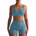 Conjunto de shorts y chaleco de cintura alta acanalados para mujer