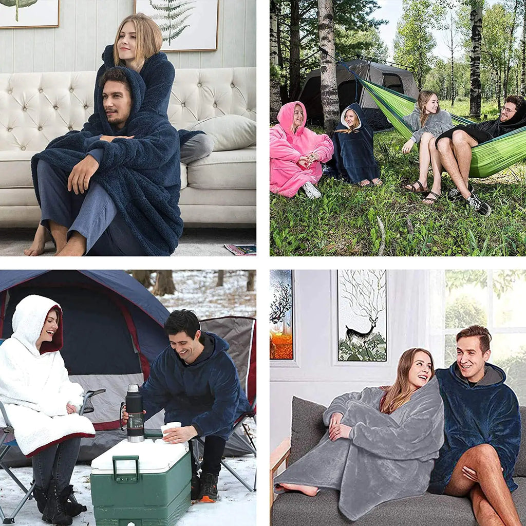 Sudadera con capucha y manta polar de gran tamaño